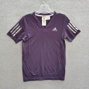 Adidas Girls Activewear Top Medium Purple T-Shirt Clima365 Logo 3 Stripes Tee